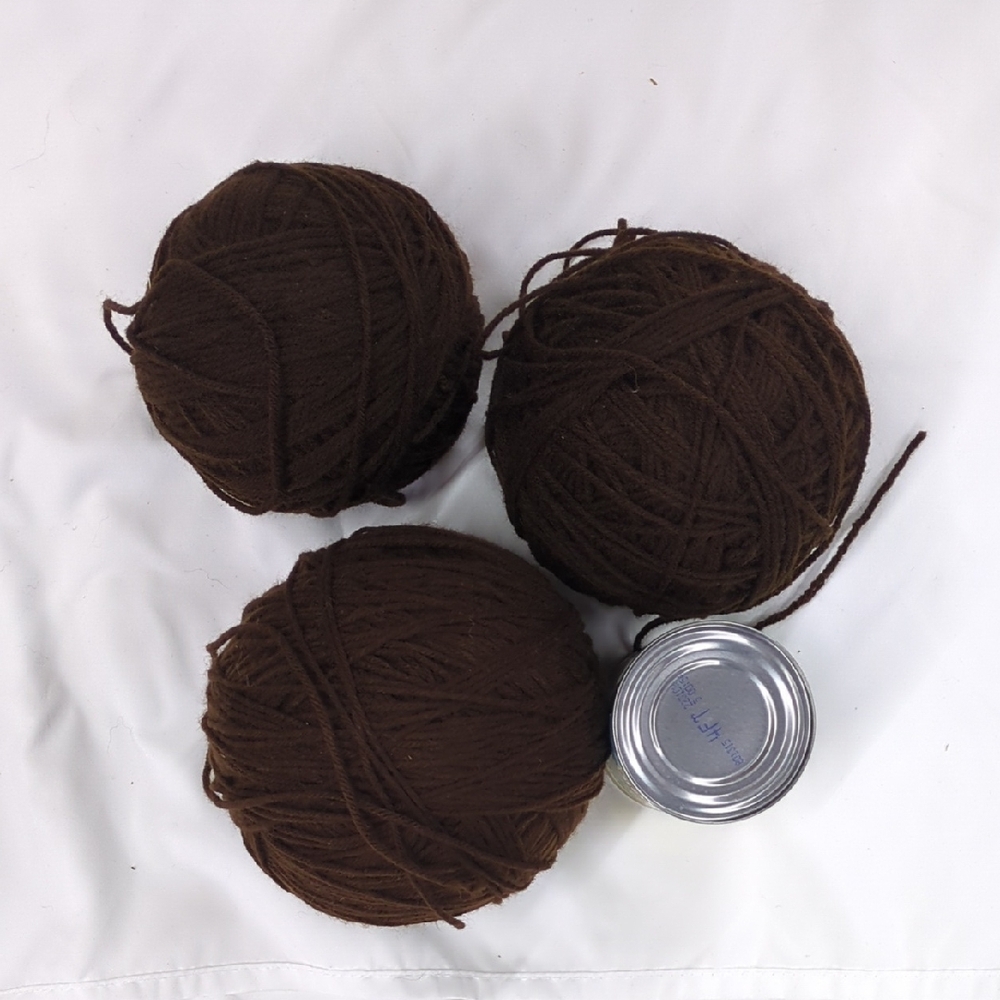 3 Dark Brown Yarn Balls
